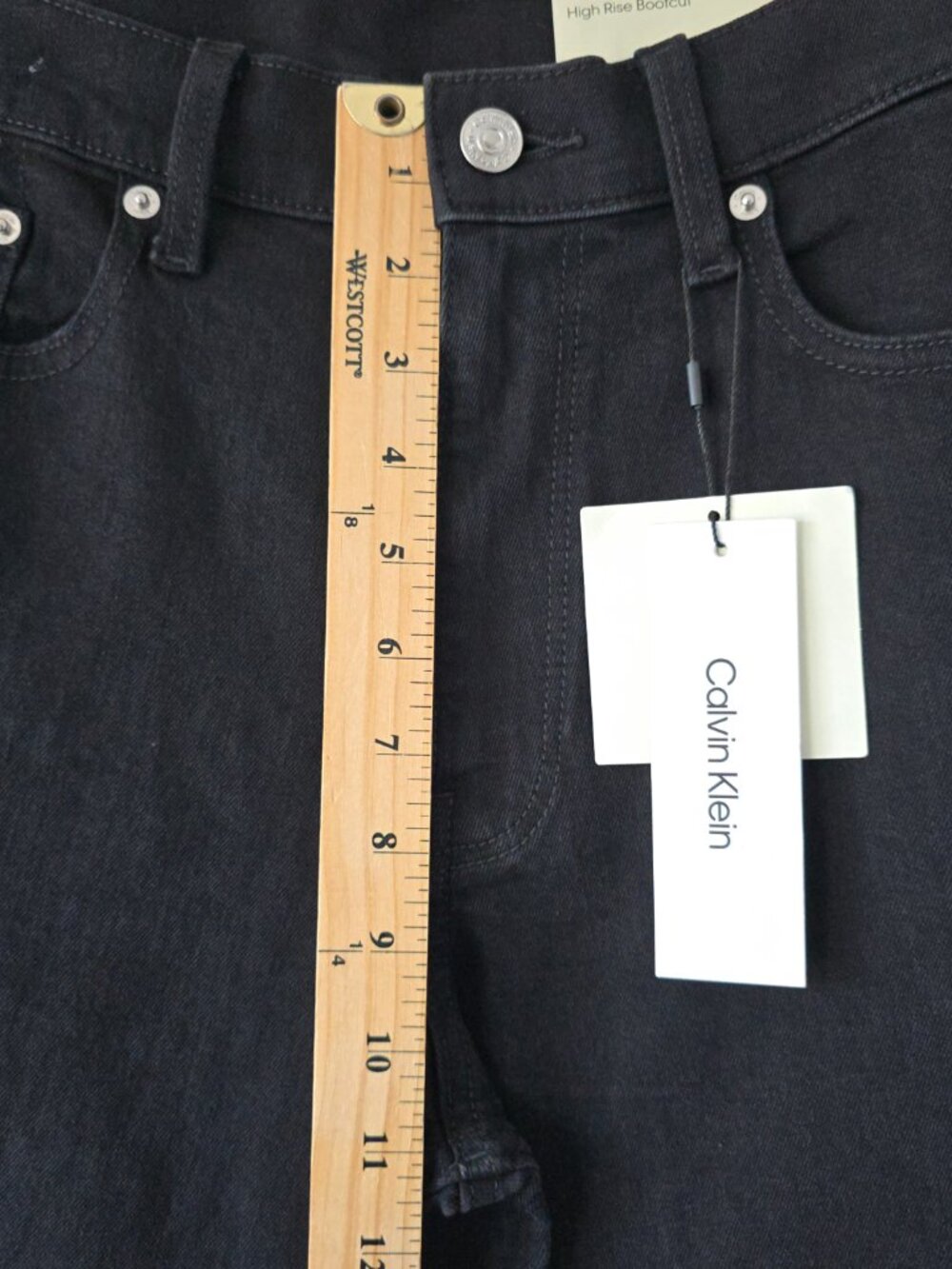 Calvin Klein High Rise Bootcut Jeans 28 Black NWT - Picture 7 of 9